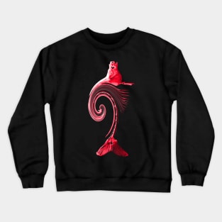 Curved Fish Red Crewneck Sweatshirt